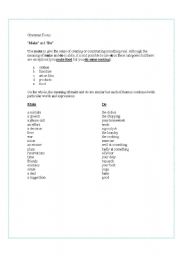 English Worksheet: Make or Do 