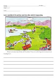 English Worksheet: Present Continuous writing task