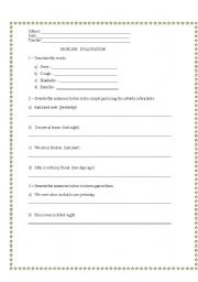 English Worksheet: EVALUATION