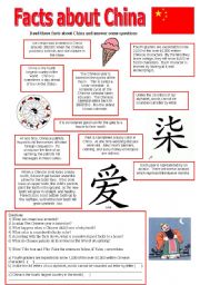 English Worksheet: Facts about China