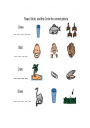 English worksheet: Short A and consonant blends