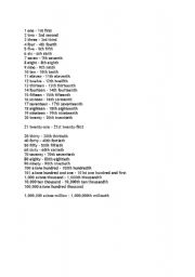 English Worksheet: Cardinals