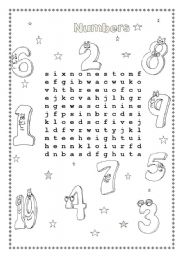 English Worksheet: Numbers wordsearch