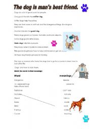 English Worksheet: The dog is mans best friend