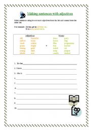 English worksheet: Making sentences with adjectives 