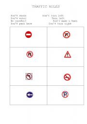 English Worksheet: Traffic Rules