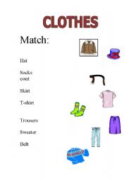 English worksheet: matching clothes