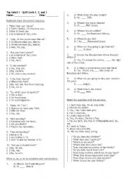 English worksheet: Quiz; intermediate