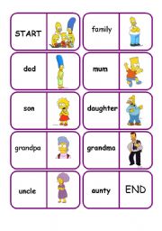 English Worksheet: family dominoes