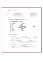 English worksheet: Verb to be- extra practice!