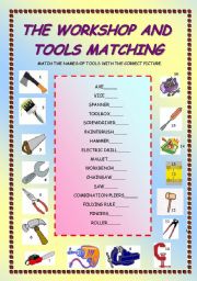 English Worksheet: THE WORKSHOP AND TOOLS matching