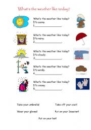 English Worksheet: Weather Conditions And Clothes
