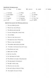 English worksheet: identifying nouns