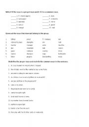 English worksheet: common and proper nouns