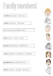 English Worksheet: Family members