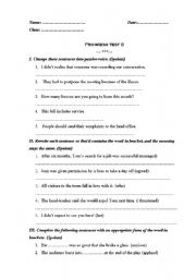 English worksheet: progress test for pre- intermidiate level