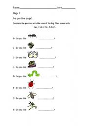 English worksheet: Bugs4