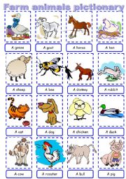Farm animals pictionary