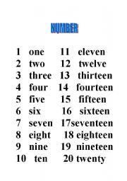 English Worksheet: numbers