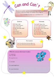 English Worksheet: Can and Cant