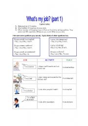 English worksheet: Whats my job game (part 1 of 2)