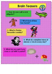 English Worksheet: Brain teasers