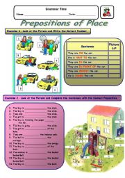 English Worksheet: Prepositions of Place - With Answer Key - 20/04/09 -