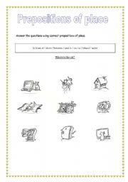 English worksheet: Prepositions of place