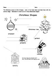 English worksheet: Christmas Shapes