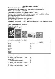 English Worksheet: What Garfield Did Yesterday