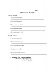English worksheet: Non Count - using any/some