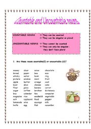 COUNTABLE AND UNCOUNTABLE NOUNS