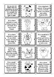 Farm Animals Riddles matching / domino (2 pages -14 animals)