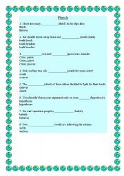 English worksheet: ws to practice plural nouns