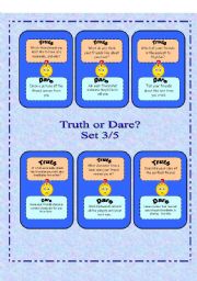 English Worksheet: Truth or Dare? - Set 3/5