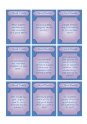 English Worksheet: Good Deeds Conversation Cards
