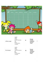 English Worksheet: talking worksheet about timetable