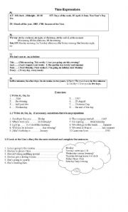 English Worksheet: Time expressions