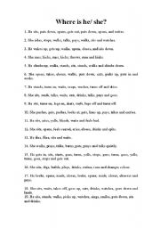 English Worksheet: Action verbs and places