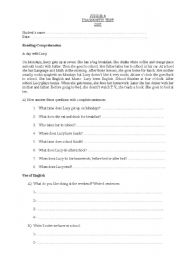 English worksheet: Diagnostic Test 4th Form