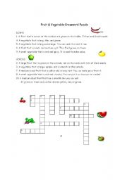 English Worksheet: Fruit and Veggie Crossword