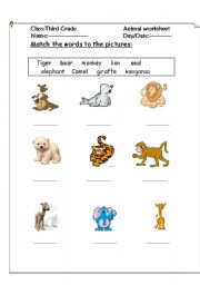 English worksheet: animals