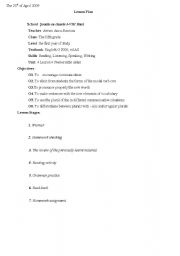 English worksheet: lesson plan