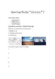 English Worksheet: How Can We Be ´Green´?