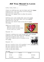 English Worksheet: All You Need Is Love