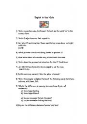 English worksheet: Grammar Quiz (suitable for English in Use exam preparation FCE and CAE)