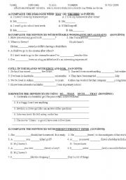 English Worksheet: perfect  tense, so / such ...... that