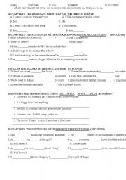 English Worksheet: perfect  tense, so / such ...... that