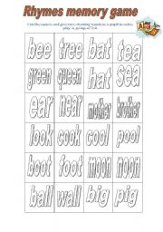 rhyming words memory game(1 out of 2)