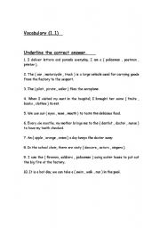 English worksheet: vocabulary test